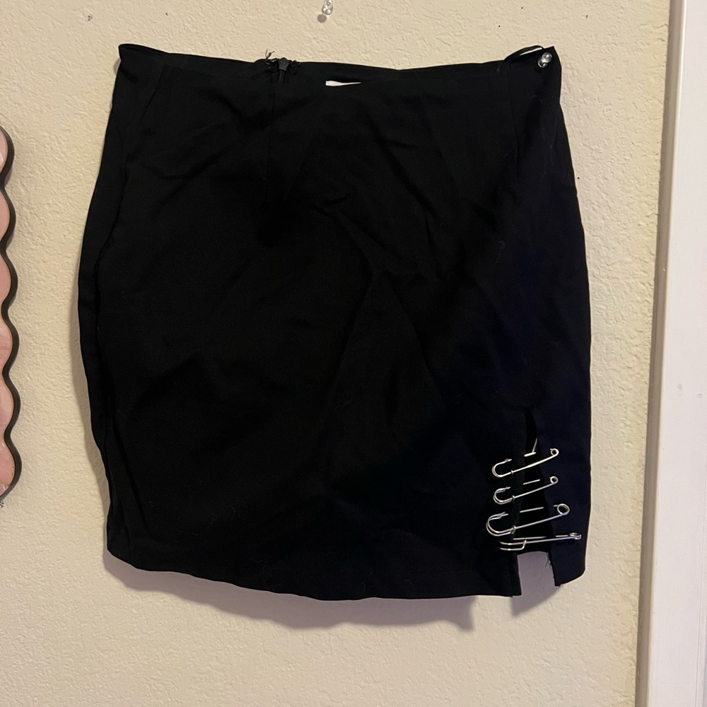 Black Skirt with Safety Pin Detail